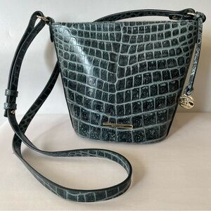 Brahmin Mini Quinn Obsidian Veil Bucket Bag Crossbody